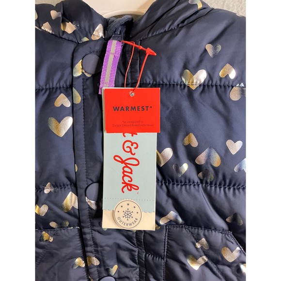 Cat & Jack Jacket Baby 12M Puffer Jacket Warmest Outerwear Hearts Navy Blue NWT‎ - Picture 1 of 7